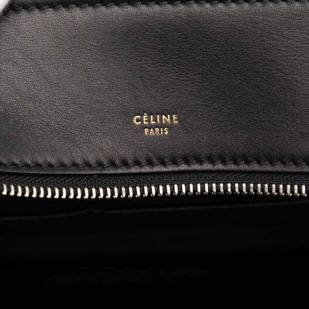 Celine Edge Black Red Leather Calf Hair Tote - Picture 6 of 7